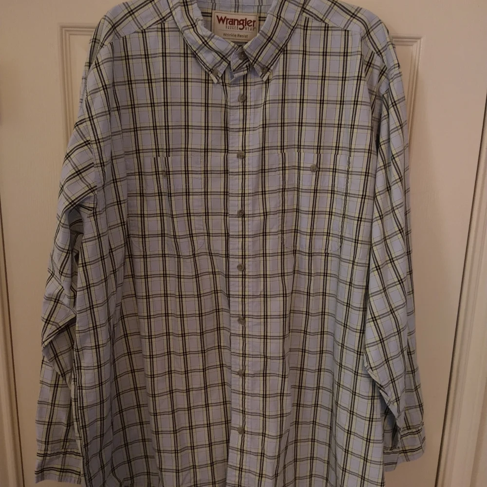 Wrangler Rugged Wear Checkered Long Sleeve Button Down Shirt Men's sz 3XT. - Picture 3 of 6